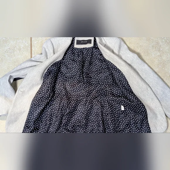 Zara Light Grey Cotton Jersey Blazer  size Medium - Picture 4 of 8